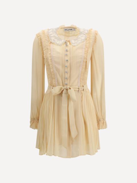 self-portrait Pleated georgette mini Dress