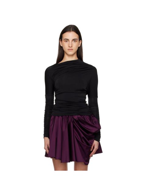 GANNI Black Ruched Long Sleeve T-shirt
