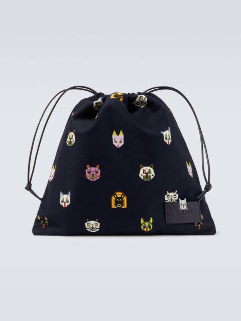 Loewe x Louis Wain leather-trimmed cotton pouch