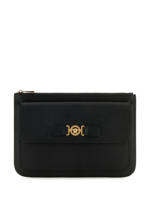 VERSACE Black leather large Medusa Biggie clutch