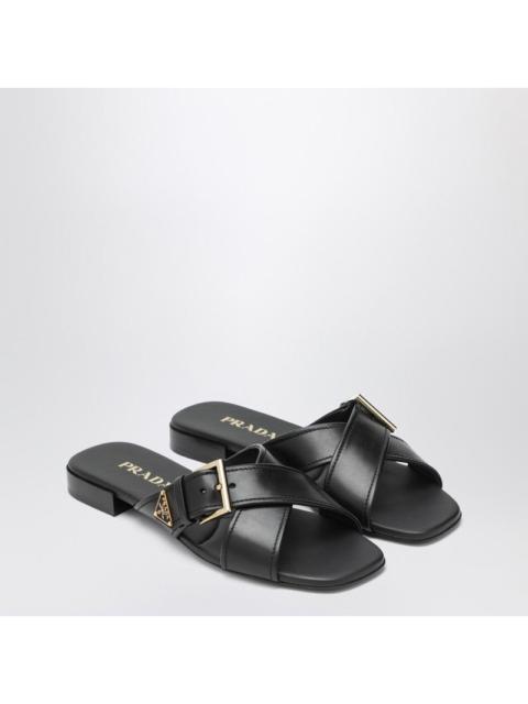 Prada Prada Black Leather Slider Sandals With Buckle Women