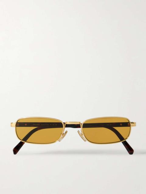 Rectangular-Frame Gold-Tone and Tortoiseshell Acetate Sunglasses