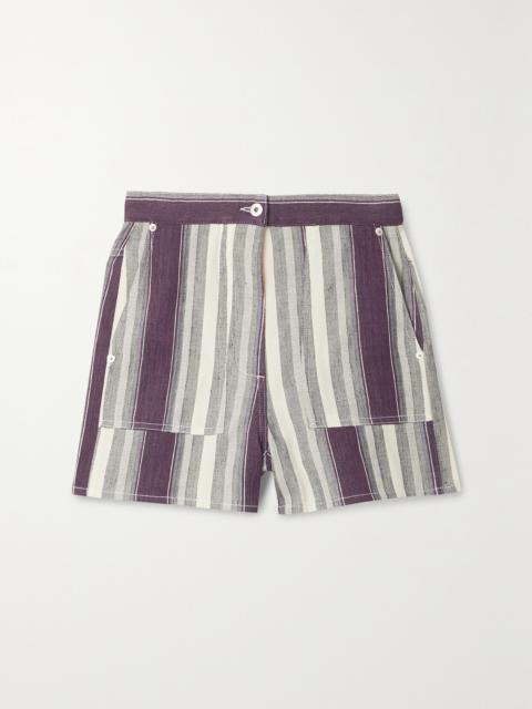 Loewe + Paula's Ibiza Striped Linen And Cotton-blend Shorts