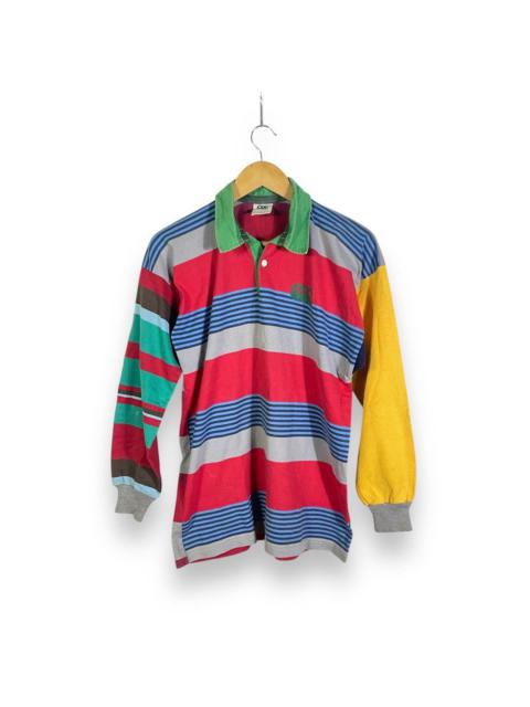Other Designers Canterbury Of New Zealand - CCC Ugly Multi Color Stripes Big Logo Rugby Wear Polo