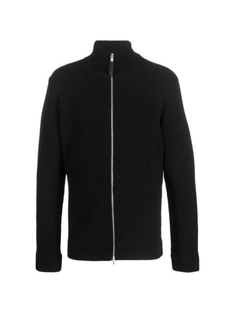 ribbed zip-up cardigan