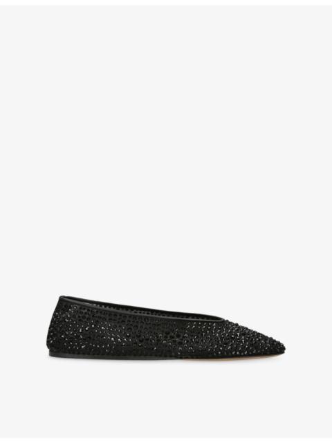 LE MONDE BÉRYL Luna Rhinestone-Embellished Mesh Ballet Flats
