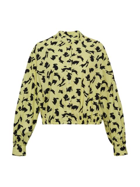 MSGM All Over Rabbits Button-Up Blouse