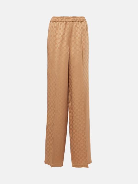 GG jacquard satin wide-leg pants