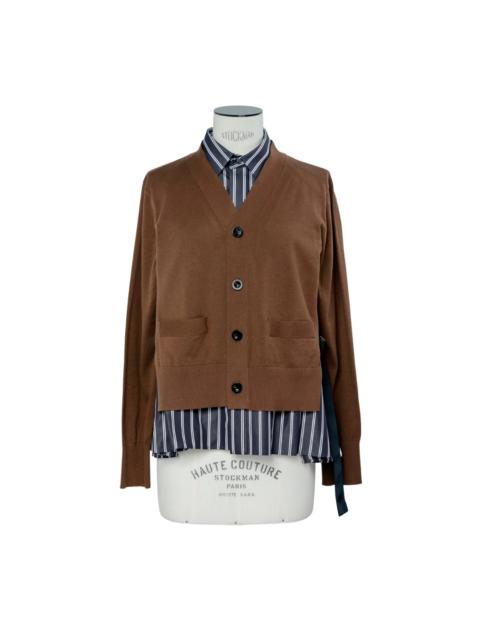 sacai Navy Stripe x Brown Knit Cardigan