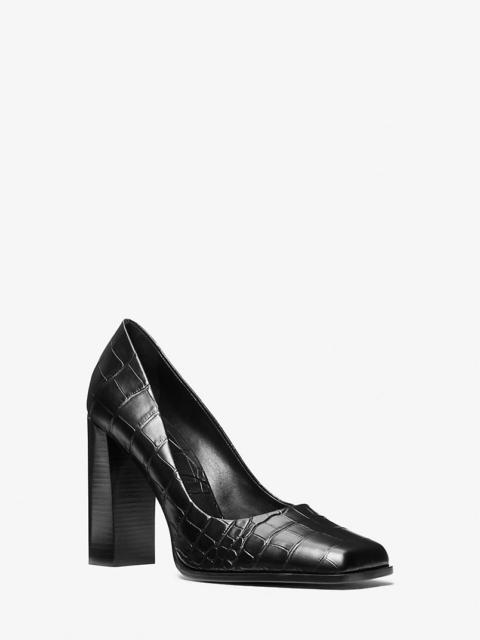 MICHAEL KORS COLLECTION Jeanne Crocodile Embossed Leather Pump