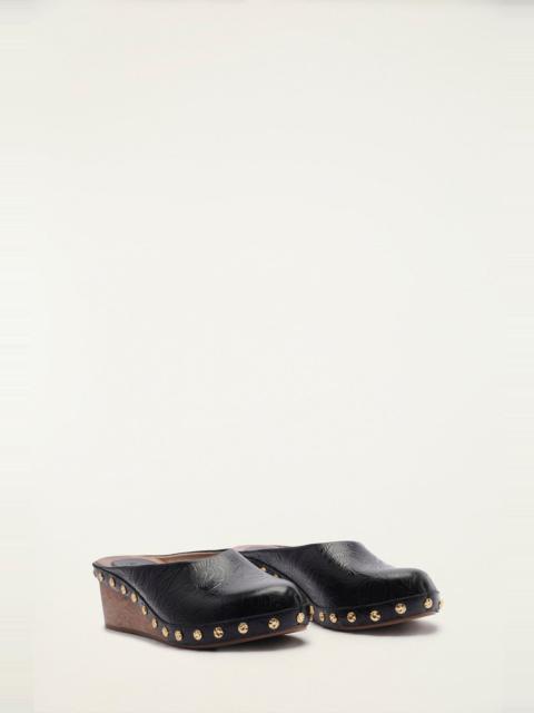 FARM RIO Black Embossed Wedge Clog