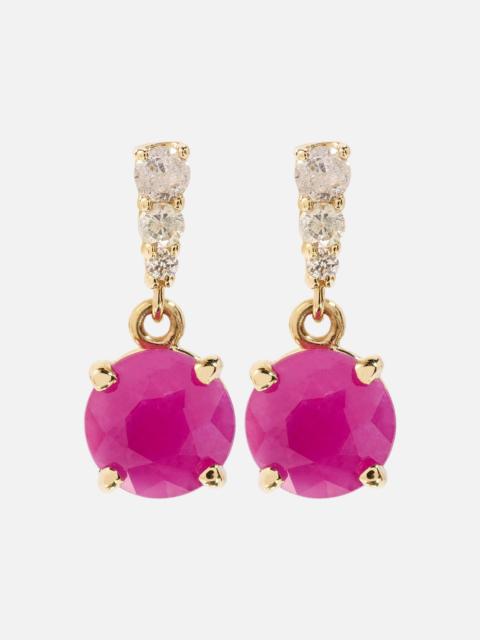 STONE AND STRAND 14kt gold earrings with rubies and diamonds