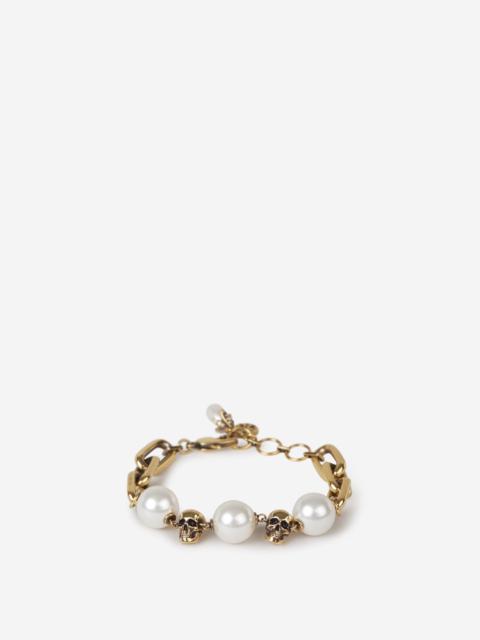 Alexander McQueen PULSERA PEARL-LIKE SKULL CHAIN