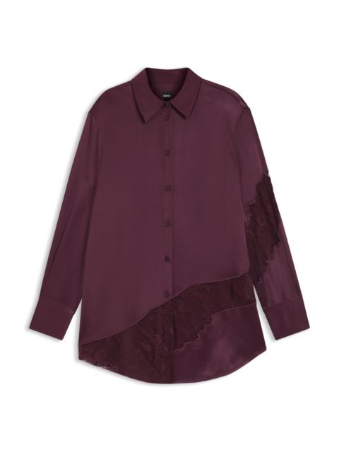 BOSS REGULAR-FIT BLOUSE WITH LACE DETAILS
