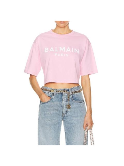 Balmain Balmain Paris Logo Print Cropped T-Shirt