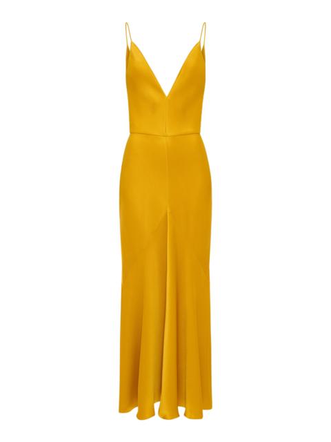 GABRIELA HEARST Brigita V-Neck Silk Maxi Dress yellow