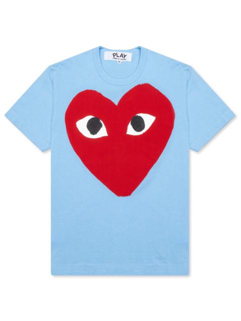 Comme des Garçons PLAY COMME DES GARCONS PLAY PASTELLE WOMEN'S RED LOGO T-SHIRT - BLUE