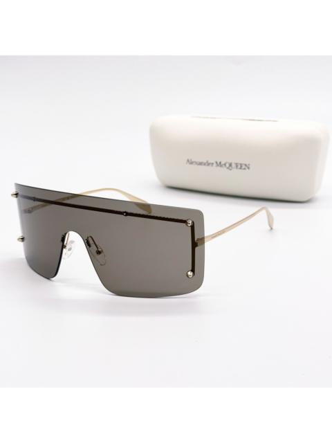 Alexander McQueen NEW ALEXANDER MCQUEEN AM0412S 002 SHIELD GOLD SUNGLASSES