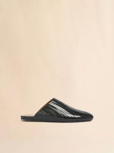 Marni BLACK LEATHER STRIP SABOT