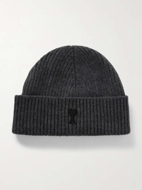 Logo-Appliquéd Ribbed Virgin Wool Beanie