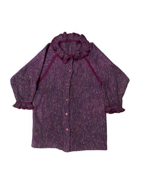 Other Designers Christian Dior Monsieur - Vintage Christian Dior Purple Metallic Ruffled Collar Blouse