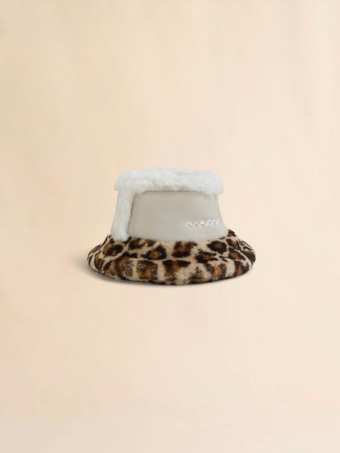 Marni LEATHER AND SHEARLING BUCKET HAT