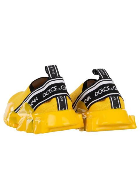 Dolce & Gabbana Slip-On Sneaker SORRENTO Logo Stripes Yellow Black 09399