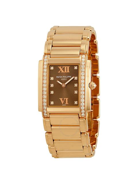 Pre-owned Patek Philippe Twenty~4 Diamond Brown Dial Ladies Watch 4910/11R-010