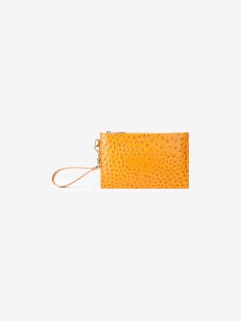 Roberto Cavalli Ochre Clutch in Ostrich-Effect Leather