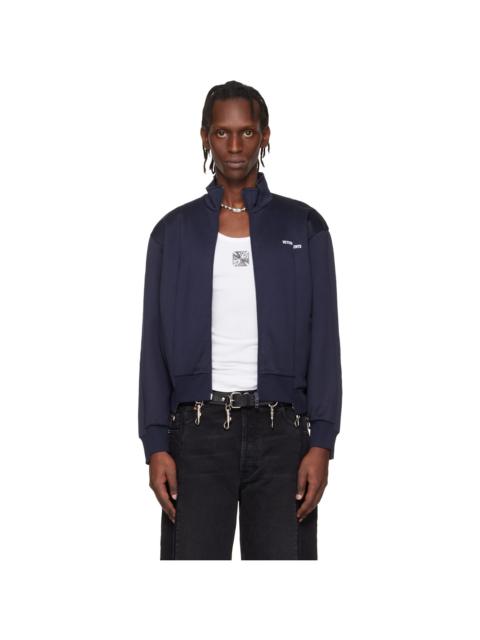 VETEMENTS Navy Cut-Up Athletic Zip-Up Track Jacket