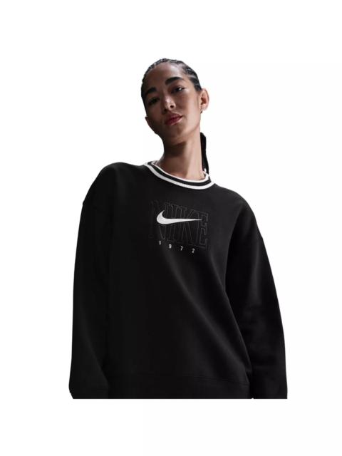 Nike Women's Sportswear Phoenix Fleece Oversized Graphic Crew-Neck Sweatshirt-Black