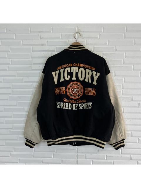 Other Designers Japanese Brand - VARSITY JACKET SCENE VICTORY BIG LOGO LEATHER HANDLING