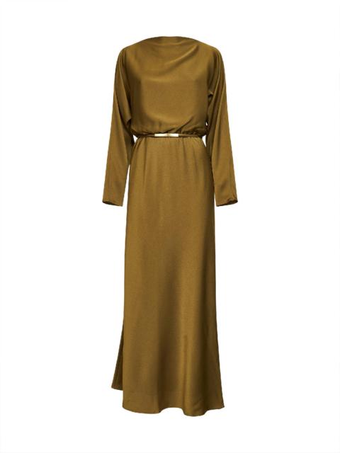 Max Mara Studio Max Mara Studio Women Green Lightweight Satin Msepentola Long Dress