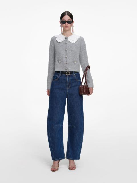 self-portrait Grey Lace Collar Cardigan