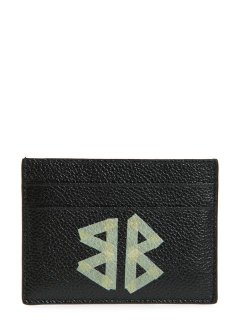 BALENCIAGA Balenciaga Cash Tape Type Logo Leather Card Holder in Black/Light Paper at Nordstrom