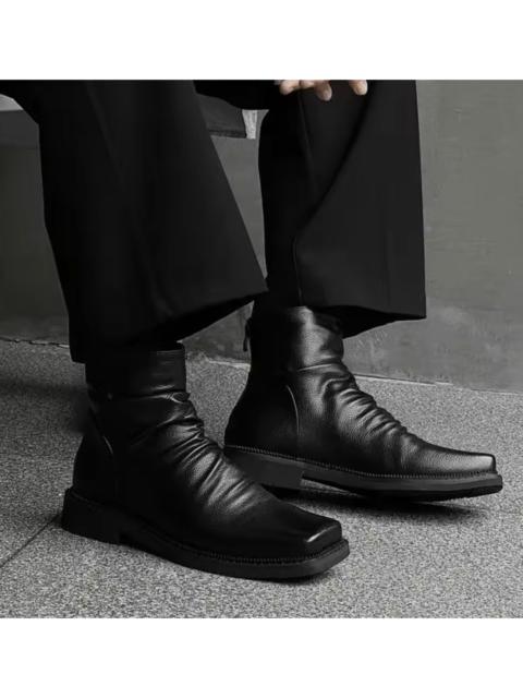 Other Designers Pleated Leather Ankle Boots