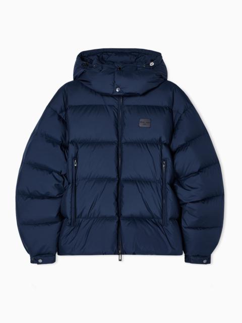 EMPORIO ARMANI WATER-REPELLENT, QUILTED RIPSTOP NYLON HOODED DOWN JACKET