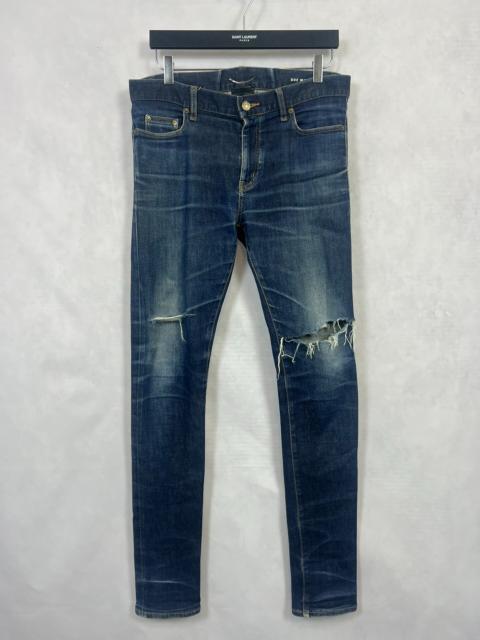 SAINT LAURENT Saint Laurent 16SS Distressed Navy Jeans