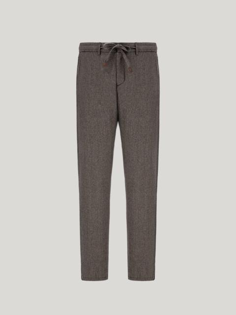Canali TAUPE DRAWSTRING CHINOS IN IMPECCABILE WOOL FLANNEL