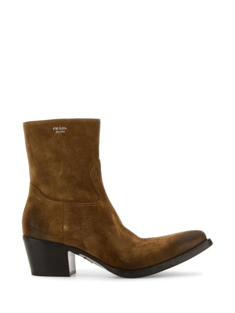 Prada Women Camel Suede Boots