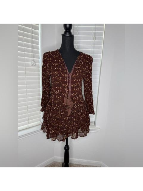 Other Designers Cleobella Maroon Floral Long Sleeve Dress