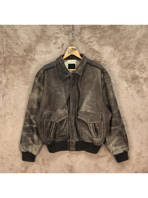 Other Designers Vintage - VINTAGE 80' DRAWING MAP AVIREX LEATHER A2 JACKET #5271-182