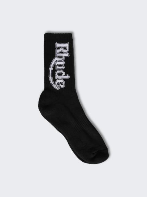 Rhude Vertical Race Track Sock Black And White