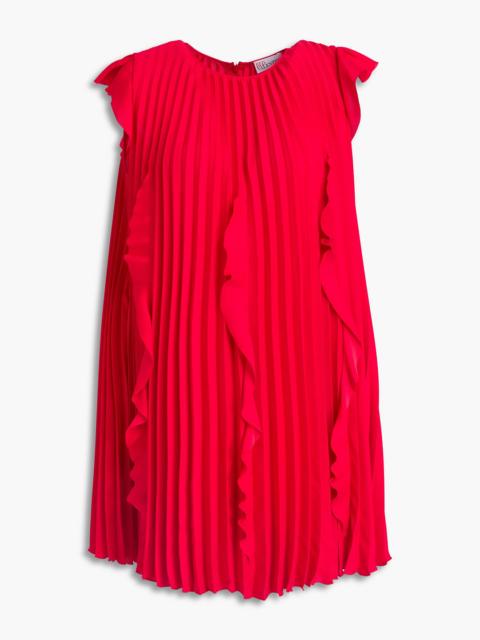 REDValentino Pleated ruffled crepe de chine mini dress