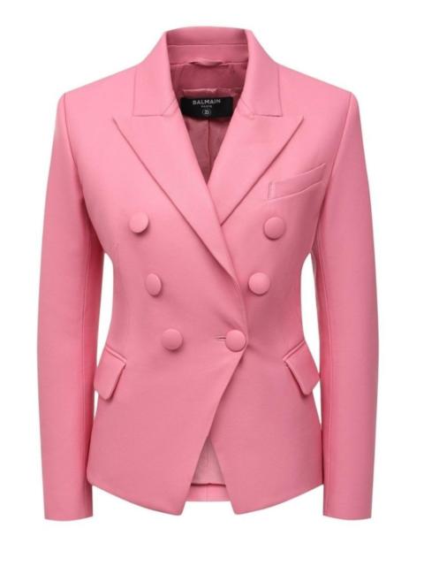 Balmain Double-Breasted Leather Blazer