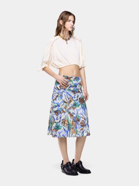 rabanne MIDI SKIRT WITH MULTICOLOR FLORAL-SHAPED SEQUIN EMBROIDERY