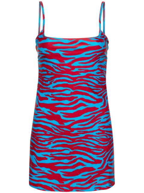 THE ATTICO Blue And Red Zebra-Print Mini Dress