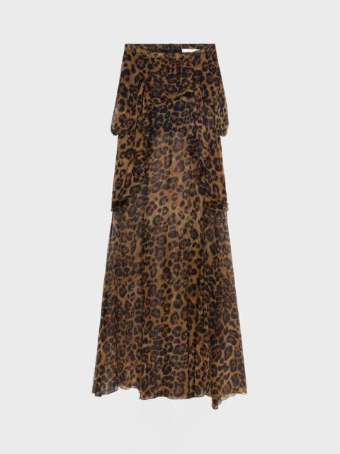 Blumarine PRINTED CREPONNE SKIRT WITH RUFFLES AND SLIT