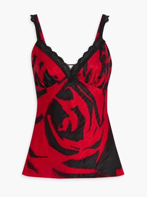 DIANE VON FURSTENBERG Circe lace-trimmed printed satin camisole