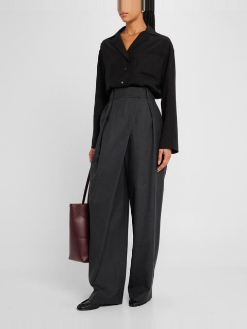 Wool-Blend Wrap Trousers